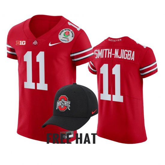 #11 Jaxon Smith-Njigba College Football Ohio State 2022 Rose Bowl Color Rush Men\'s Scarlet Jersey 282092-207