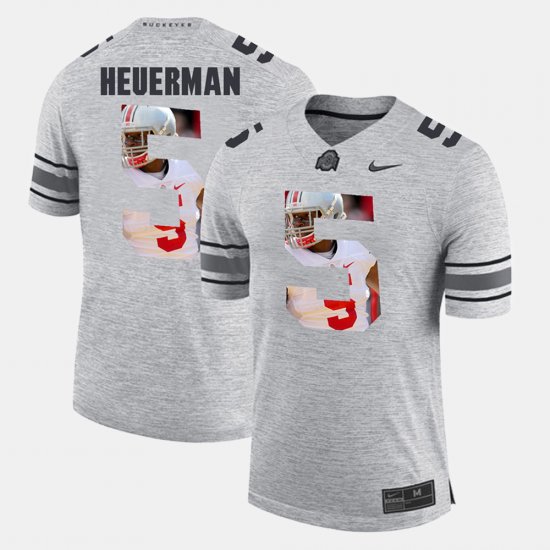 #5 Jeff Heuerman Pictorital Gridiron Fashion OSU Buckeyes Pictorial Gridiron Fashion Mens Gray Jersey 765917-679