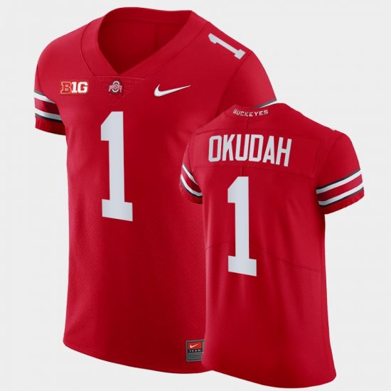 #1 Jeff Okudah College Football OSU Elite Mens All Scarlet Jersey 828775-828