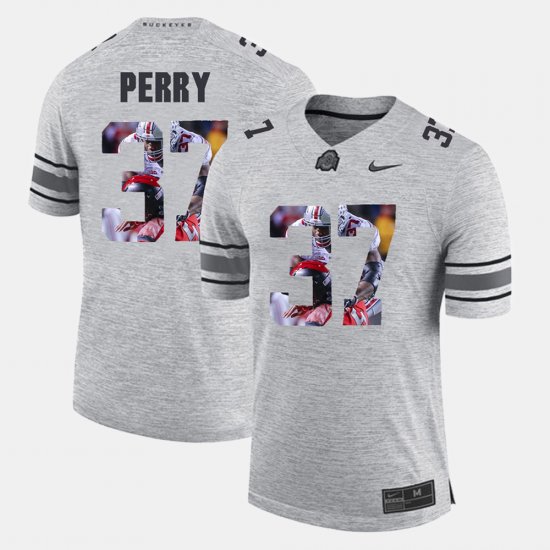 #37 Joshua Perry Pictorital Gridiron Fashion OSU Buckeyes Pictorial Gridiron Fashion Men\'s Gray Jersey 564968-152