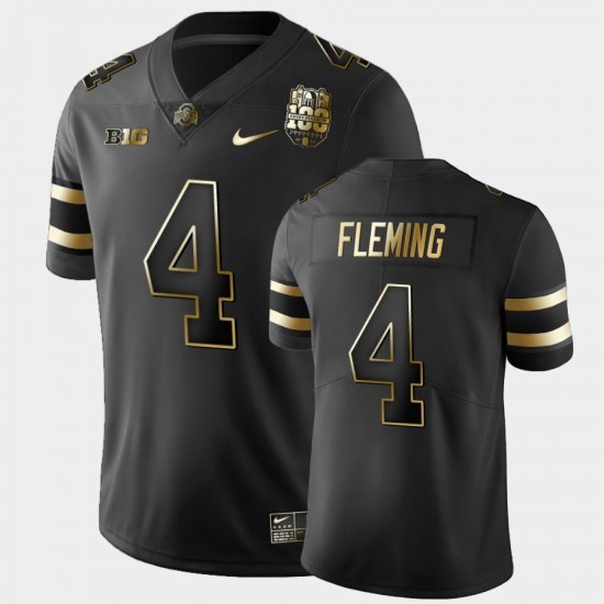 #4 Julian Fleming 100th Anniversary Ohio State Buckeyes 100th Year Stadium Anniversary Golden Mens Black Jersey 793212-402