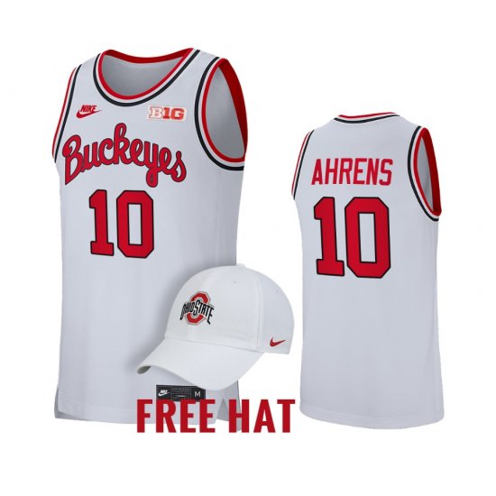 #10 Justin Ahrens College Basketball Ohio State Buckeyes Ahrens Retro Mens White Jersey 260110-997