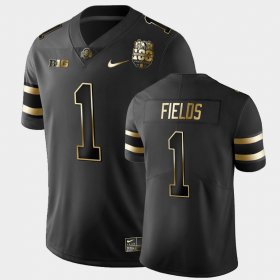 #1 Justin Fields 100th Anniversary OSU 100th Year Stadium Anniversary Golden Men Black Jersey 131980-501