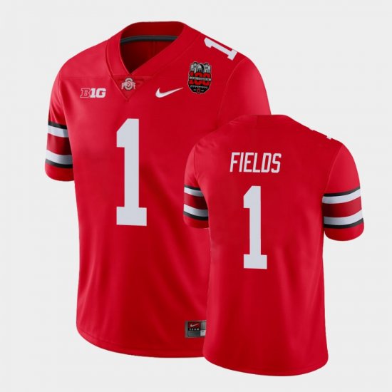 #1 Justin Fields 100th Anniversary OSU Buckeyes 100th Year Stadium Anniversary Men\'s Red Jersey 522187-422