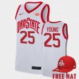 #25 Kyle Young College Basketball OSU Buckeyes Free Hat Men's White Jersey 757601-788