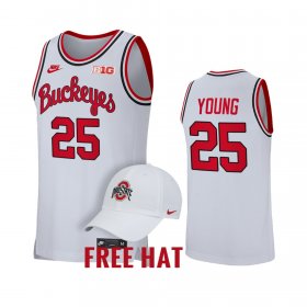 #25 Kyle Young College Basketball Ohio State Retro Men's White Jersey 116910-484