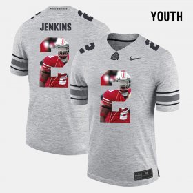 #2 Malcolm Jenkins Pictorital Gridiron Fashion OSU Buckeyes Pictorial Gridiron Fashion Youth Gray Jersey 632718-734