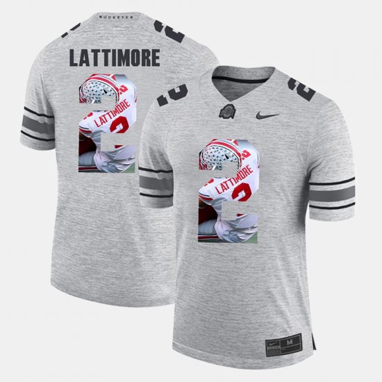#2 Marshon Lattimore Pictorital Gridiron Fashion Ohio State Buckeyes Pictorial Gridiron Fashion Men Gray Jersey 703425-626