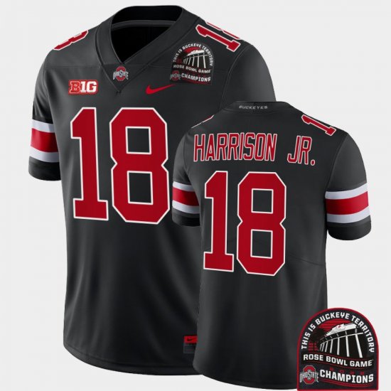 #18 Marvin Harrison Jr. College Football OSU Buckeyes 2022 Rose Bowl Champions CFP Men Black Jersey 567368-943