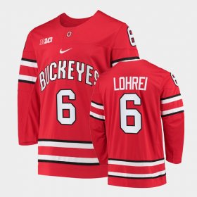 #6 Mason Lohrei College Hockey OSU Men's Red Jersey 178489-250