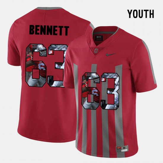 #63 Michael Bennett Pictorial Fashion OSU Buckeyes Youth Red Jersey 192787-684