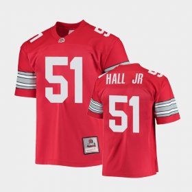 #51 Michael Hall Jr. College Football Ohio State 1995 Authentic Throwback Legacy Men Scarlet Jersey 802460-452