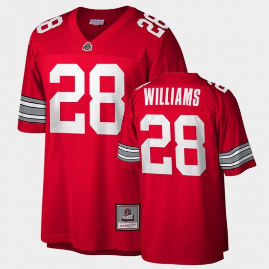 #28 Miyan Williams Throwback Ohio State Game Men Scarlet Black Jersey 329626-236