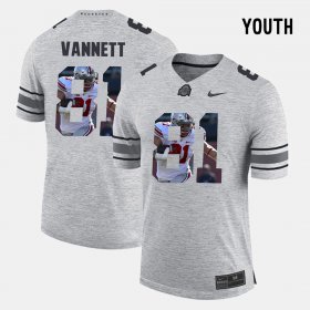 #81 Nick Vannett Pictorital Gridiron Fashion OSU Buckeyes Pictorial Gridiron Fashion Youth Gray Jersey 215843-986