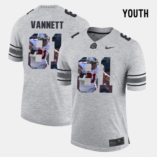 #81 Nick Vannett Pictorital Gridiron Fashion OSU Buckeyes Pictorial Gridiron Fashion Youth Gray Jersey 215843-986