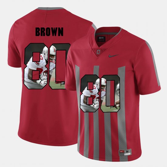 #80 Noah Brown Pictorial Fashion OSU Buckeyes Mens Red Jersey 642107-490
