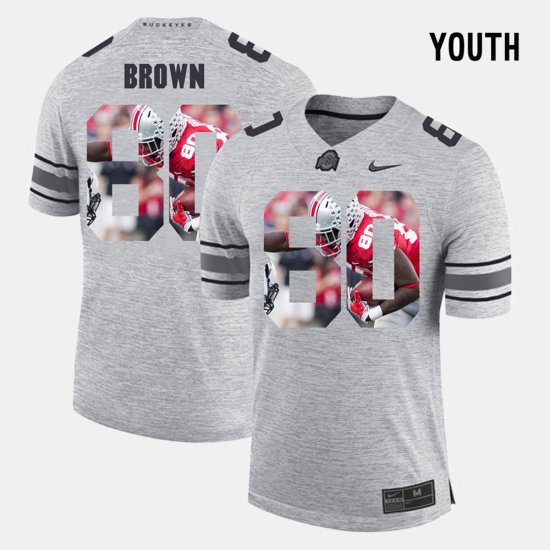 #80 Noah Brown Pictorital Gridiron Fashion Ohio State Pictorial Gridiron Fashion Youth Gray Jersey 399917-774