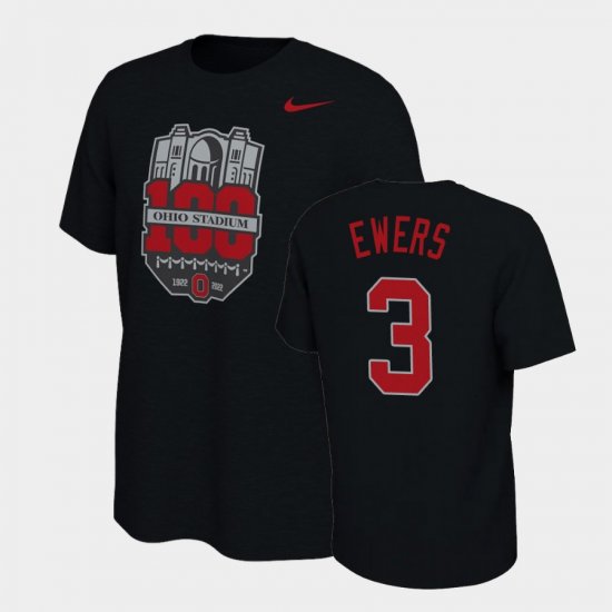 #3 Quinn Ewers 100th Anniversary Ohio State 100th Year Stadium Anniversary Men\'s Black T-Shirt 685344-624