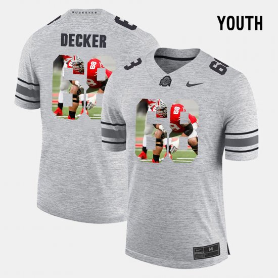 #68 Taylor Decker Pictorital Gridiron Fashion OSU Buckeyes Pictorial Gridiron Fashion Youth Gray Jersey 565154-612