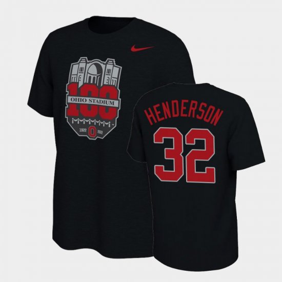 #32 TreVeyon Henderson 100th Anniversary OSU 100th Year Stadium Anniversary Men Black T-Shirt 758533-915