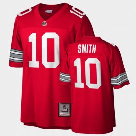 #10 Troy Smith Throwback Ohio State Buckeyes Retired number Men's Scarlet Black Jersey 542805-683