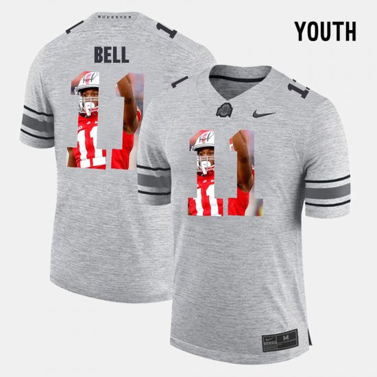 #11 Vonn Bell Pictorital Gridiron Fashion Ohio State Buckeyes Pictorial Gridiron Fashion Youth Gray Jersey 330493-861
