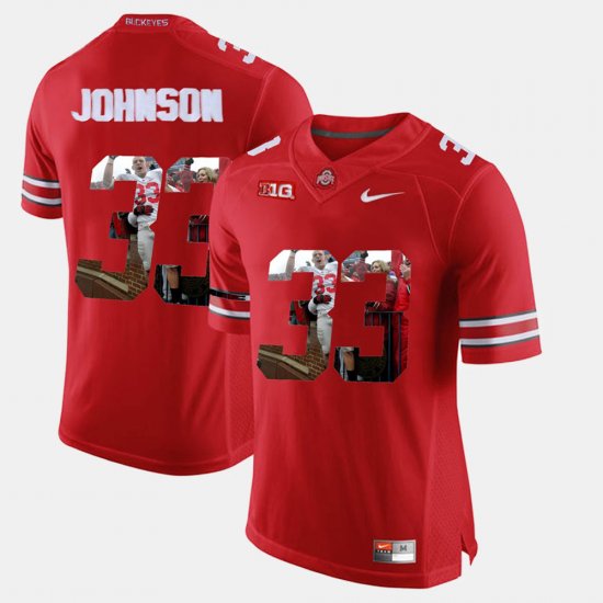 #33 Pete Johnson Pictorial Fashion Ohio State Men\'s Scarlet Jersey 307961-284