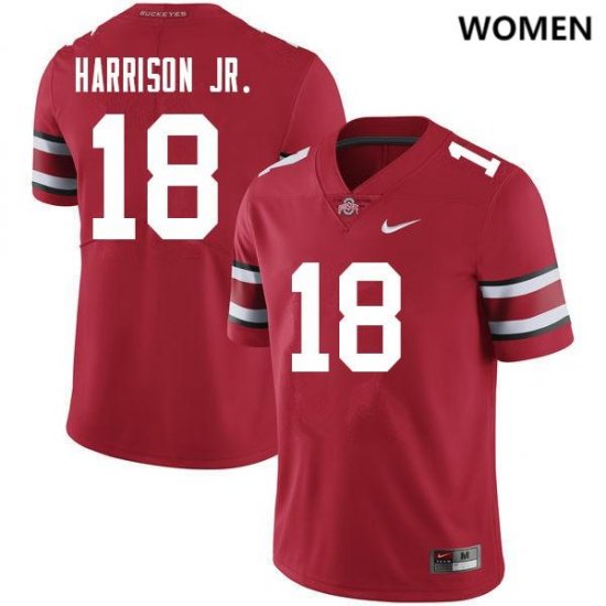 #18 Marvin Harrison Jr. Ohio State Football Womens Red Jersey 525261-238