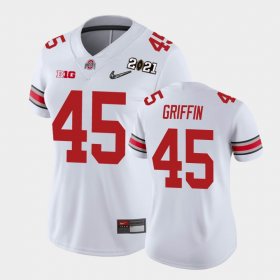 #45 Archie Griffin 2021 National Championship Ohio State Buckeyes Women White Jersey 879415-562