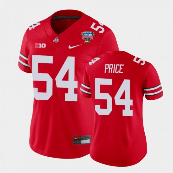 #54 Billy Price 2021 Sugar Bowl OSU Buckeyes College Football Women\'s Scarlet Jersey 788854-340