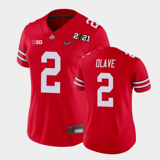 #2 Chris Olave 2021 National Championship Ohio State Women Scarlet Jersey 381754-391