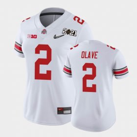 #2 Chris Olave 2021 National Championship OSU Buckeyes Womens White Jersey 189592-948