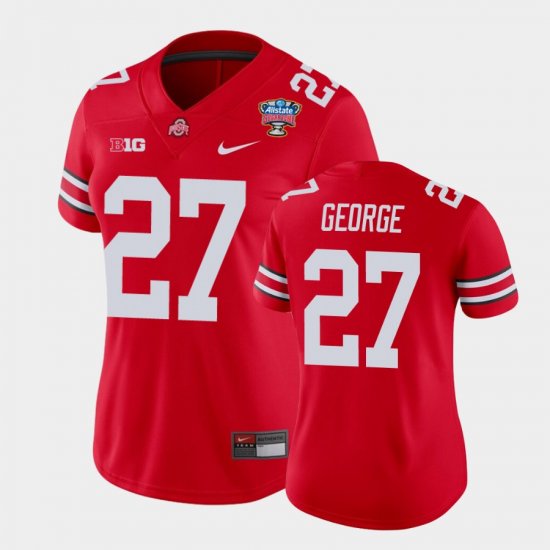 #27 Eddie George 2021 Sugar Bowl Ohio State Buckeyes College Football Women Scarlet Jersey 241729-425