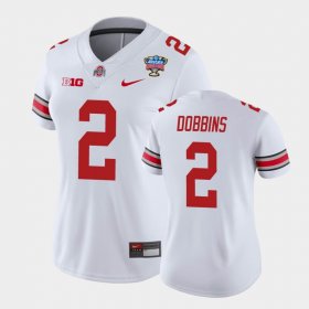 #2 J.K. Dobbins 2021 Sugar Bowl Ohio State College Football Women White Jersey 660224-777 #2 J.K. Dobbins 2021 Sugar Bowl Ohio State College Football Women White Jersey 660224-777