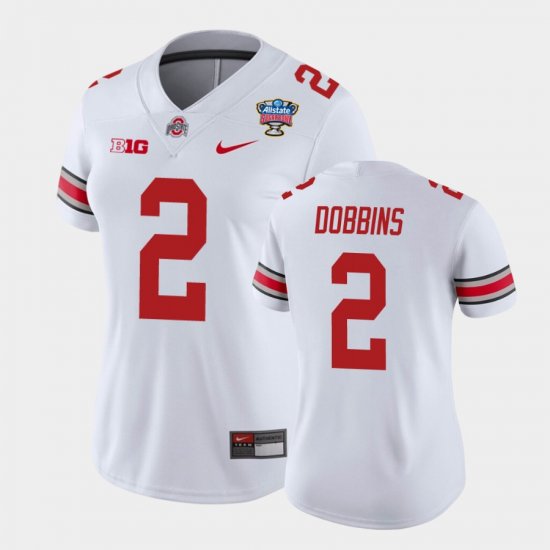 #2 J.K. Dobbins 2021 Sugar Bowl Ohio State College Football Women White Jersey 660224-777