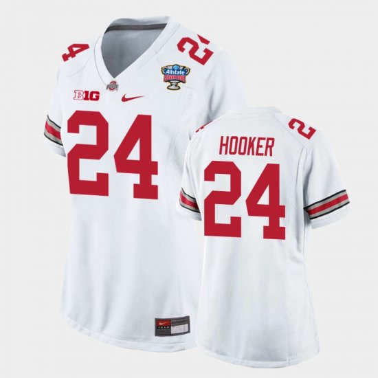 #24 Malik Hooker 2021 Sugar Bowl Ohio State Game Womens White Jersey 268199-848