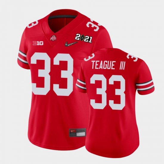 #33 Master Teague III 2021 National Championship OSU Womens Scarlet Jersey 469499-616