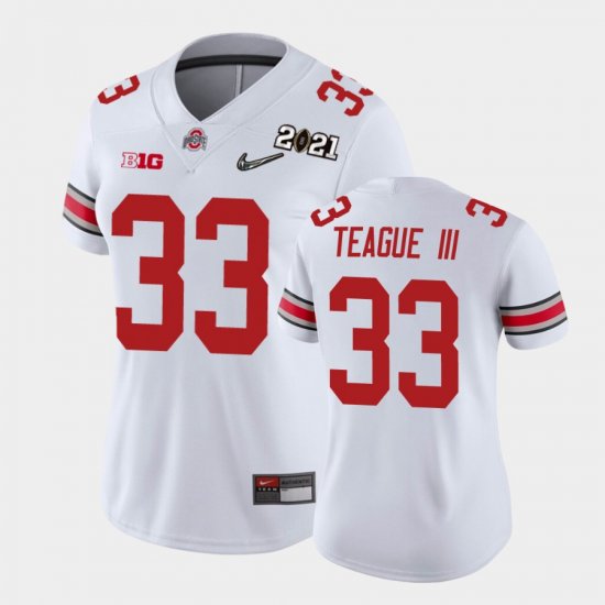 #33 Master Teague III 2021 National Championship OSU Women White Jersey 301726-565