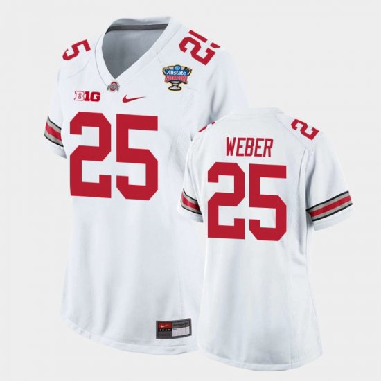 #25 Mike Weber 2021 Sugar Bowl OSU Game Women\'s White Jersey 300068-423
