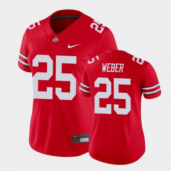 #25 Mike Weber College Football Ohio State Buckeyes Game Womens Scarlet Jersey 312437-857