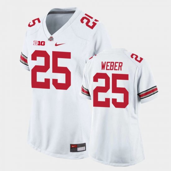 #25 Mike Weber Game Ohio State College Football Women\'s White Jersey 217583-799