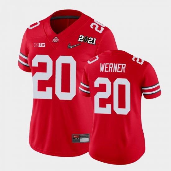 #20 Pete Werner 2021 National Championship Ohio State Womens Scarlet Jersey 586466-151
