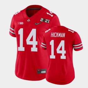 #14 Ronnie Hickman 2021 National Championship OSU Buckeyes Women Scarlet Jersey 965995-644