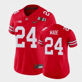 #24 Shaun Wade 2021 National Championship OSU Buckeyes Women Scarlet Jersey 977363-178 #24 Shaun Wade 2021 National Championship OSU Buckeyes Women Scarlet Jersey 977363-178
