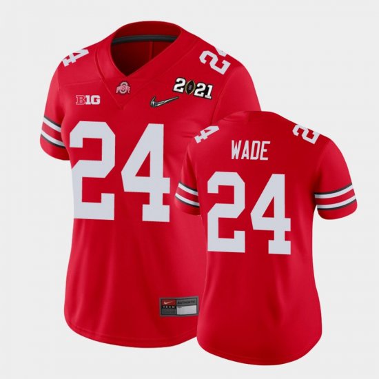 #24 Shaun Wade 2021 National Championship OSU Buckeyes Women Scarlet Jersey 977363-178