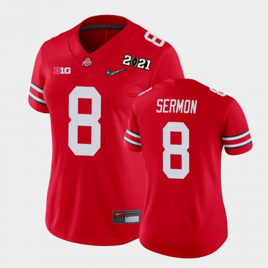 #8 Trey Sermon 2021 National Championship OSU Women Scarlet Jersey 225966-873