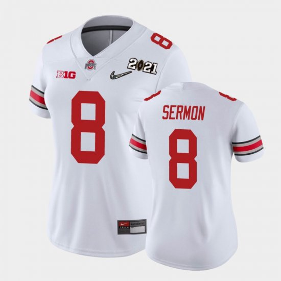 #8 Trey Sermon 2021 National Championship OSU Women White Jersey 223824-274