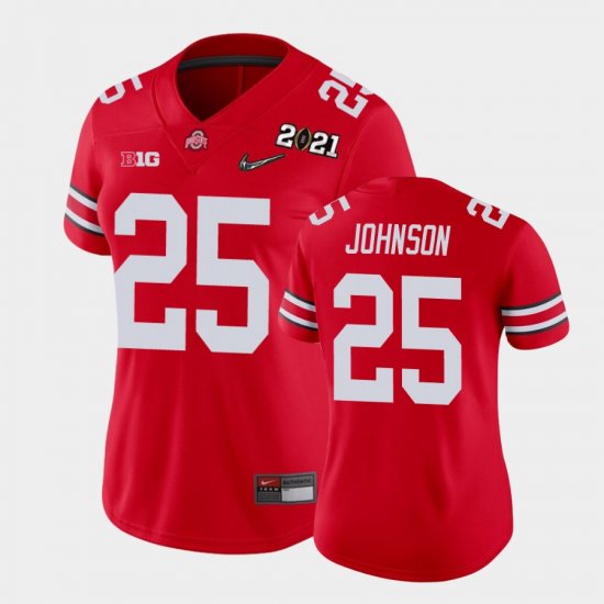 #25 Xavier Johnson 2021 National Championship OSU Buckeyes Women Scarlet Jersey 856404-759