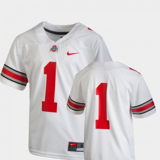 #1 College Football OSU Buckeyes Team Replica Youth White Jersey 785629-453