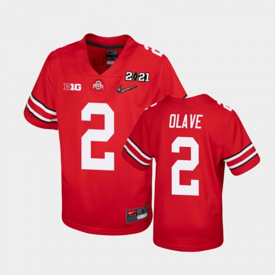 #2 Chris Olave 2021 National Championship Ohio State Youth Scarlet Jersey 452823-674